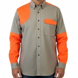 Wrangler Pro Gear Hunting Shirt Mens XL Long Sleeve Button Up Orange Gray Cotton